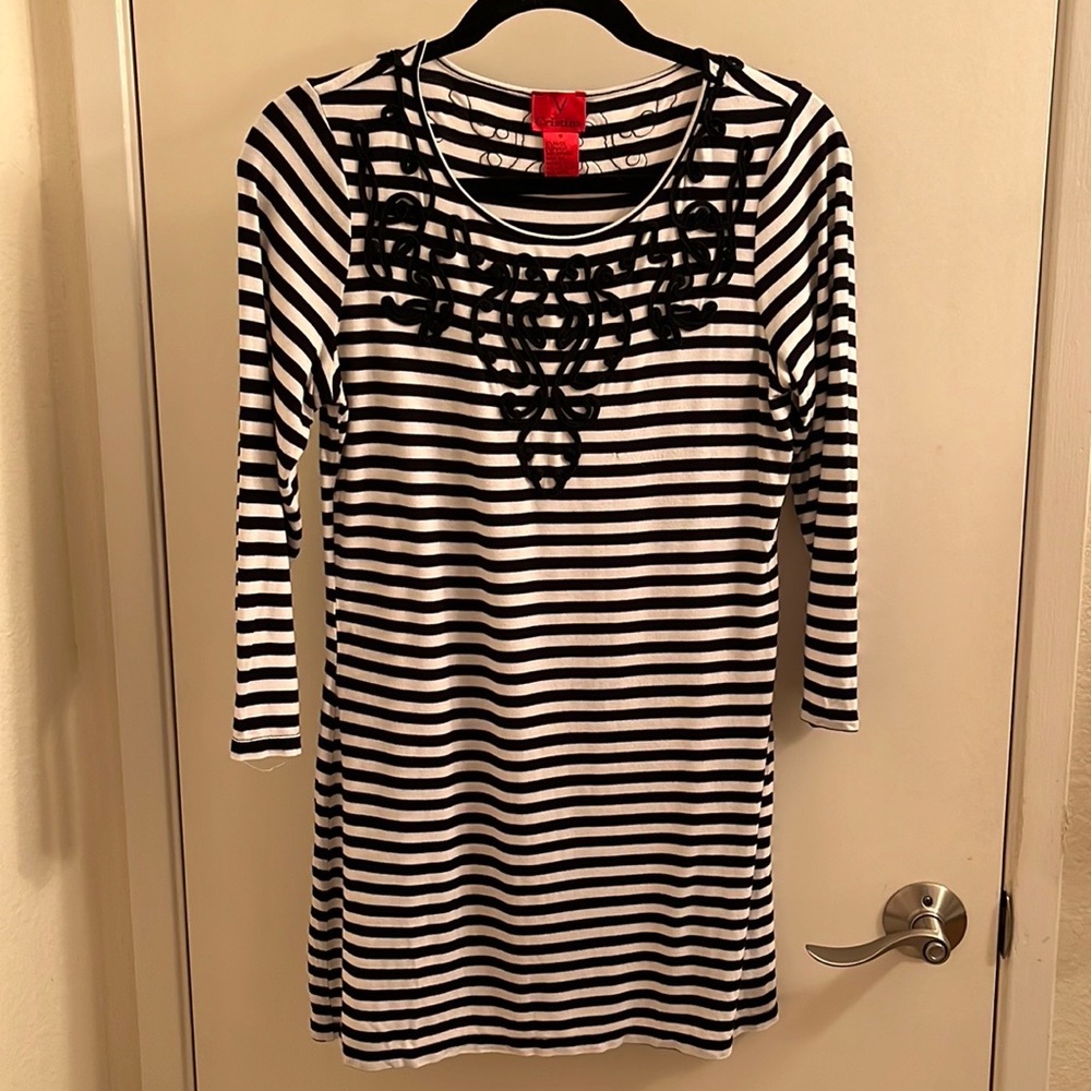 V Cristina Black&White Striped Dress Size M